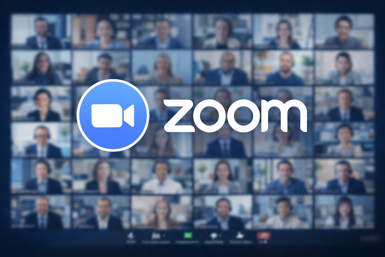 Interface do Zoom durante uma reunião com interpretação simultânea ativa.